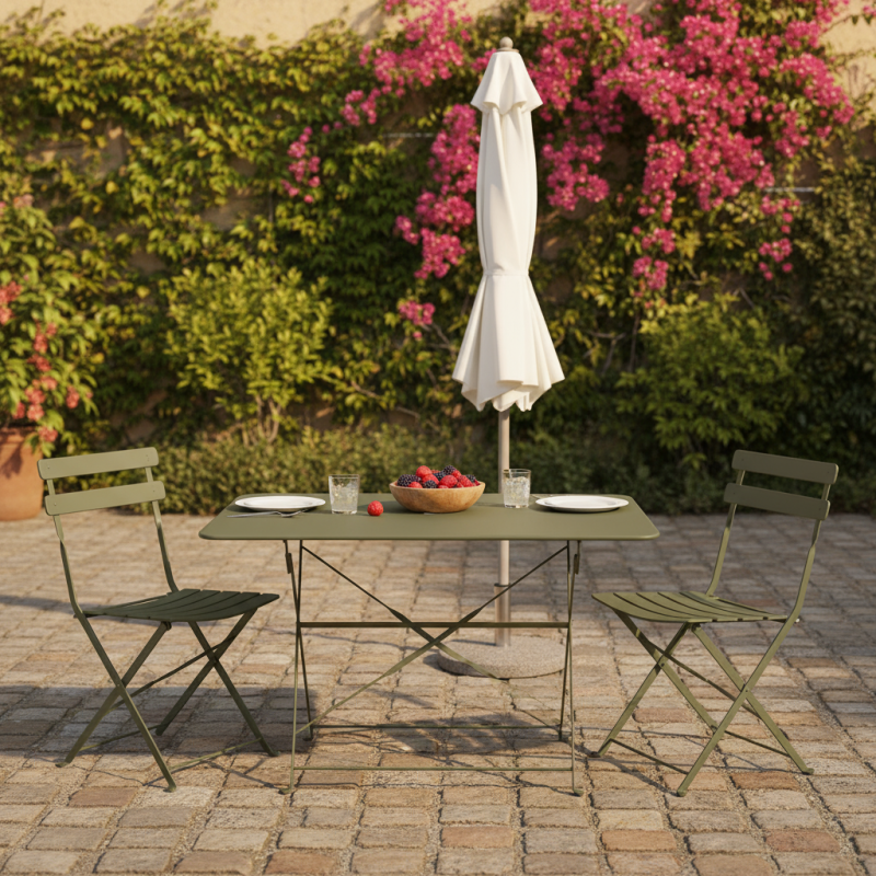 Châlet-Jardin - Table rectangulaire d'extérieur pliante Bistro en acier - Taupe Chalet & Jardin - Image 3