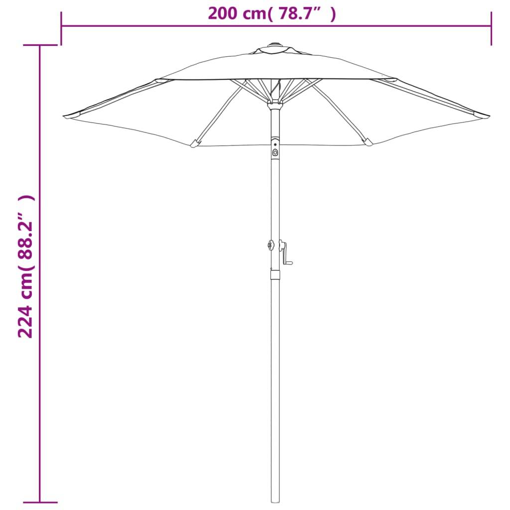 Parasol - Parasol de jardin - parasol d'extérieur Taupe 200x224 cm Aluminium - MEUBLE PRO - Image 8