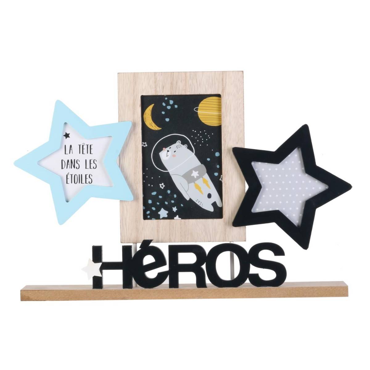 The Home Deco Kids - Pêle-Mêle 3 Photos "Héros Garçon" 36cm Bleu - Image 1