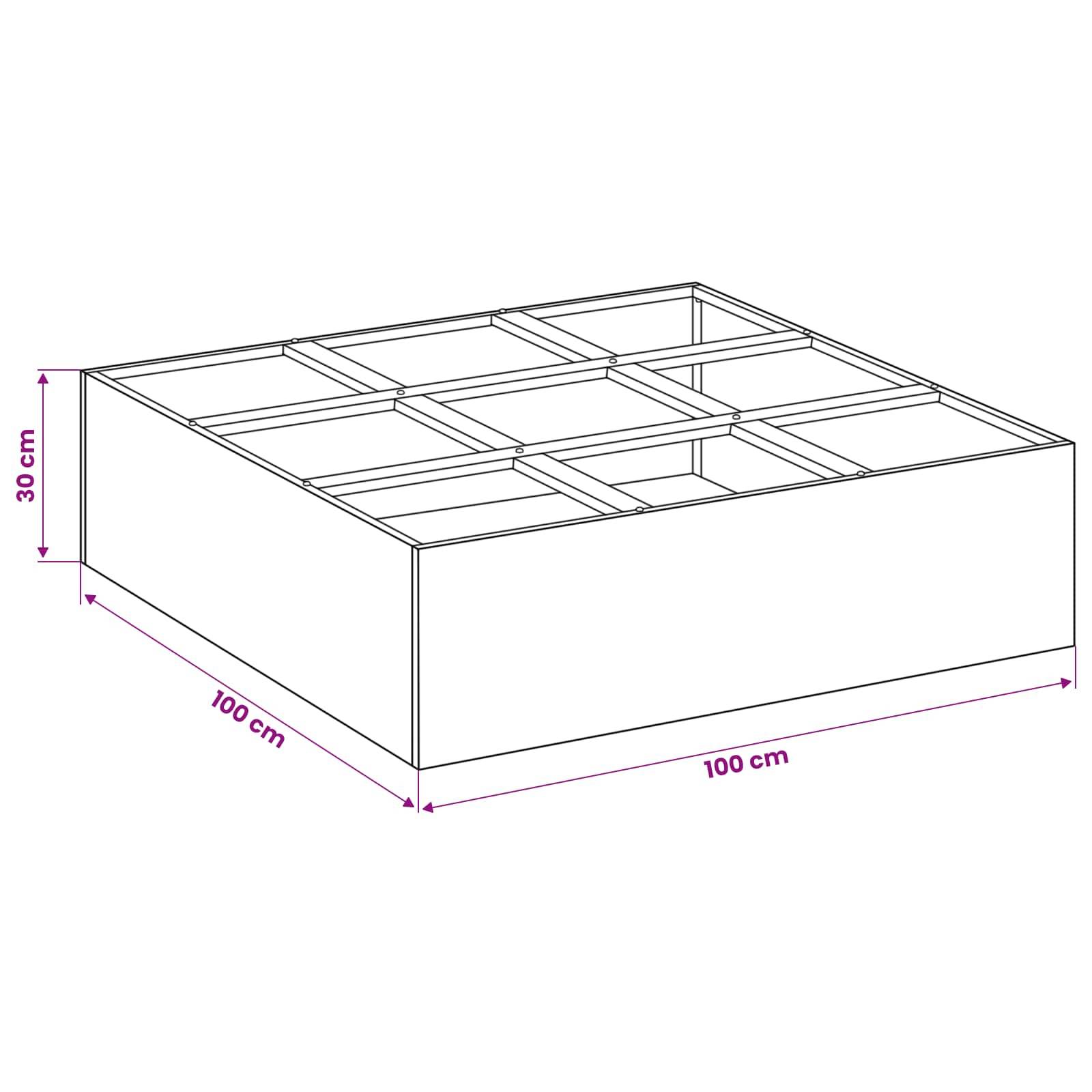 Vidaxl - Cache-pot de jardin Argenté 100 x 100 x 30 cm Acier inoxydable vidaXL 8005747 - Image 3