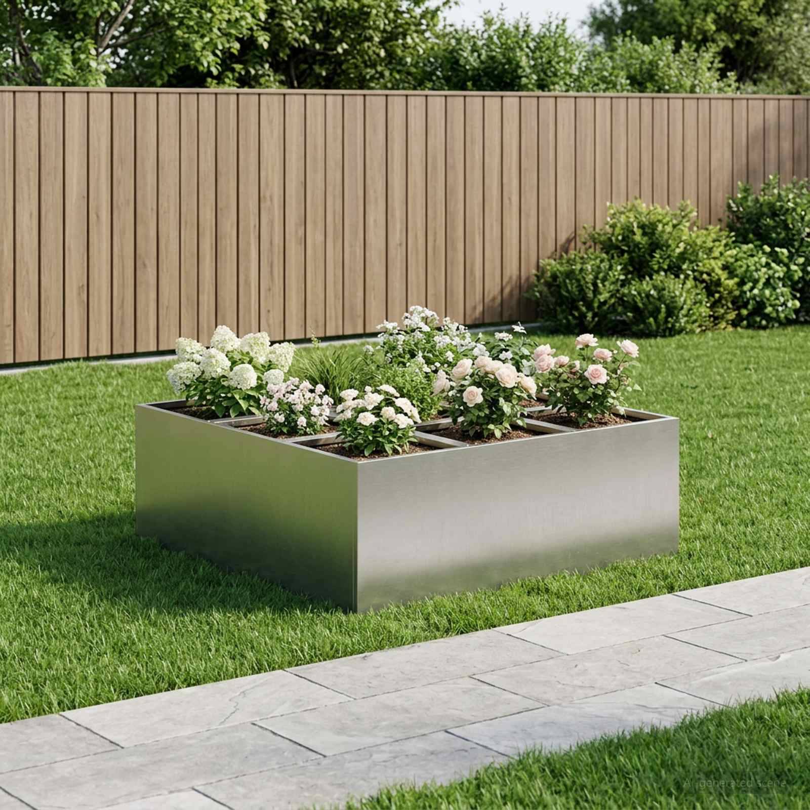 Vidaxl - Cache-pot de jardin Argenté 100 x 100 x 30 cm Acier inoxydable vidaXL 8005747 - Image 1