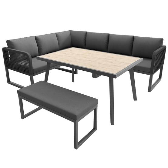 Ensemble de meubles de jardin avec coussins de haute qualité, rotin PE tressé à la main, résistant aux intempéries, gris - Image 6