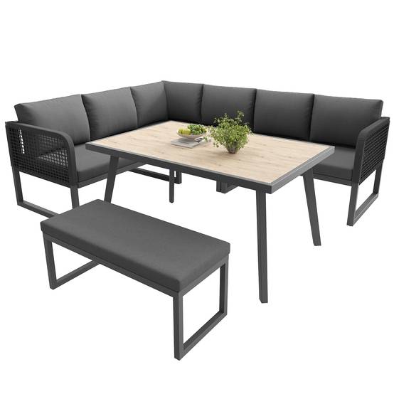 Ensemble de meubles de jardin avec coussins de haute qualité, rotin PE tressé à la main, résistant aux intempéries, gris - Image 5
