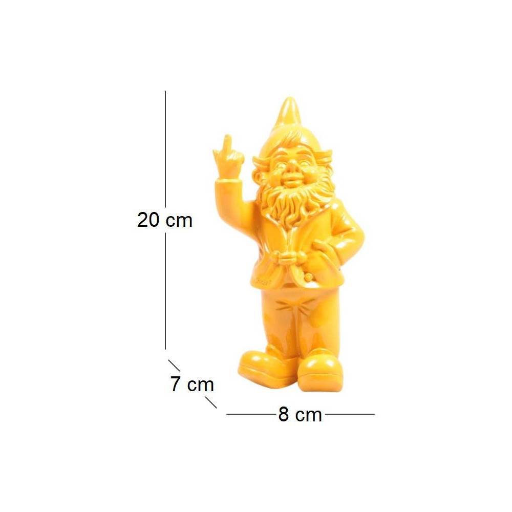 Stoobz - Nain de jardin en résine doigt d'honneur 7 x 8 x 20 cm Jaune - Image 3