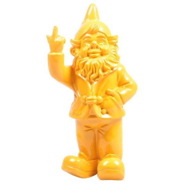 Stoobz - Nain de jardin en résine doigt d'honneur 7 x 8 x 20 cm Jaune Stoobz - Image 1