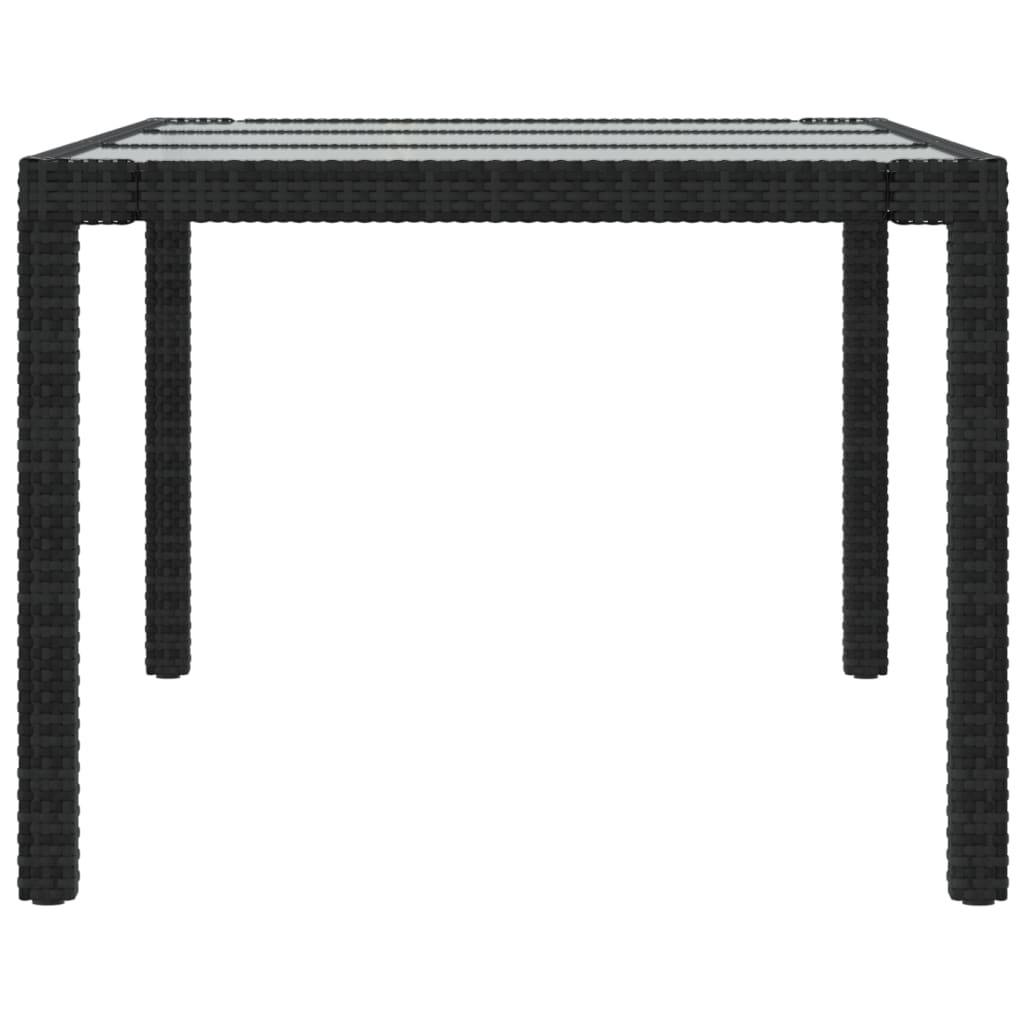 PANGIVO - Table de jardin noire verre trempé et résine tressée 190 x 90 x 75 cm - PANGIVO - Image 4