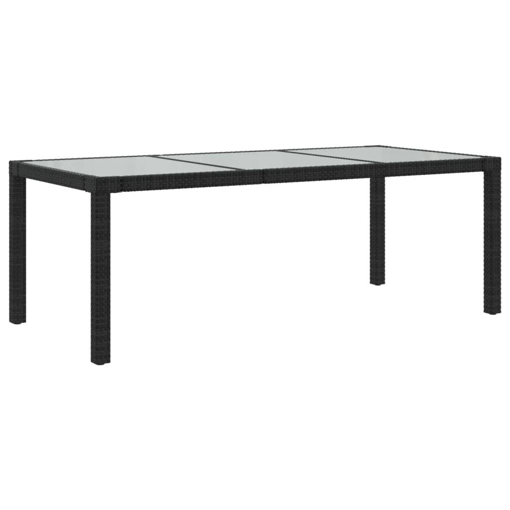 PANGIVO - Table de jardin noire verre trempé et résine tressée 190 x 90 x 75 cm - PANGIVO - Image 2