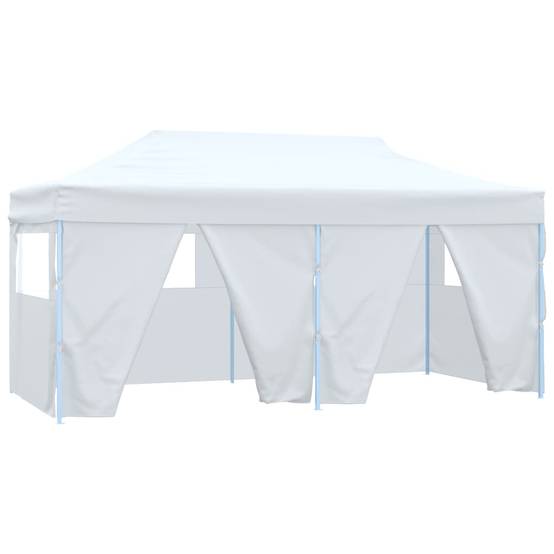 Tente de réception pliable - Tonnelle de jardin - Barnum avec 4 parois 3x6 m Acier Blanc - MEUBLE PRO - Image 1