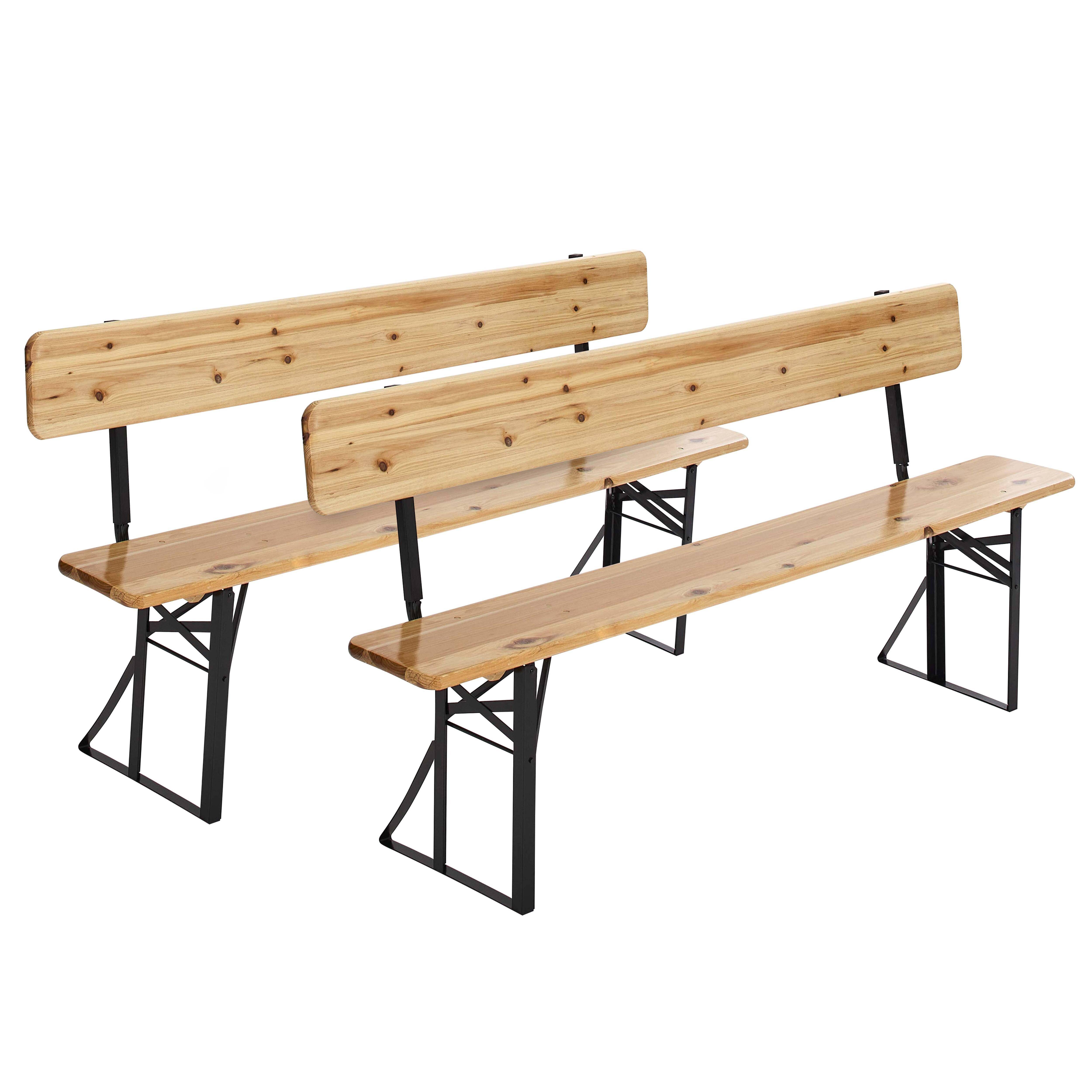 Oviala - Lot de 2 bancs en bois pliants brasserie avec dossier 180 cm Munich - Oviala - Image 1