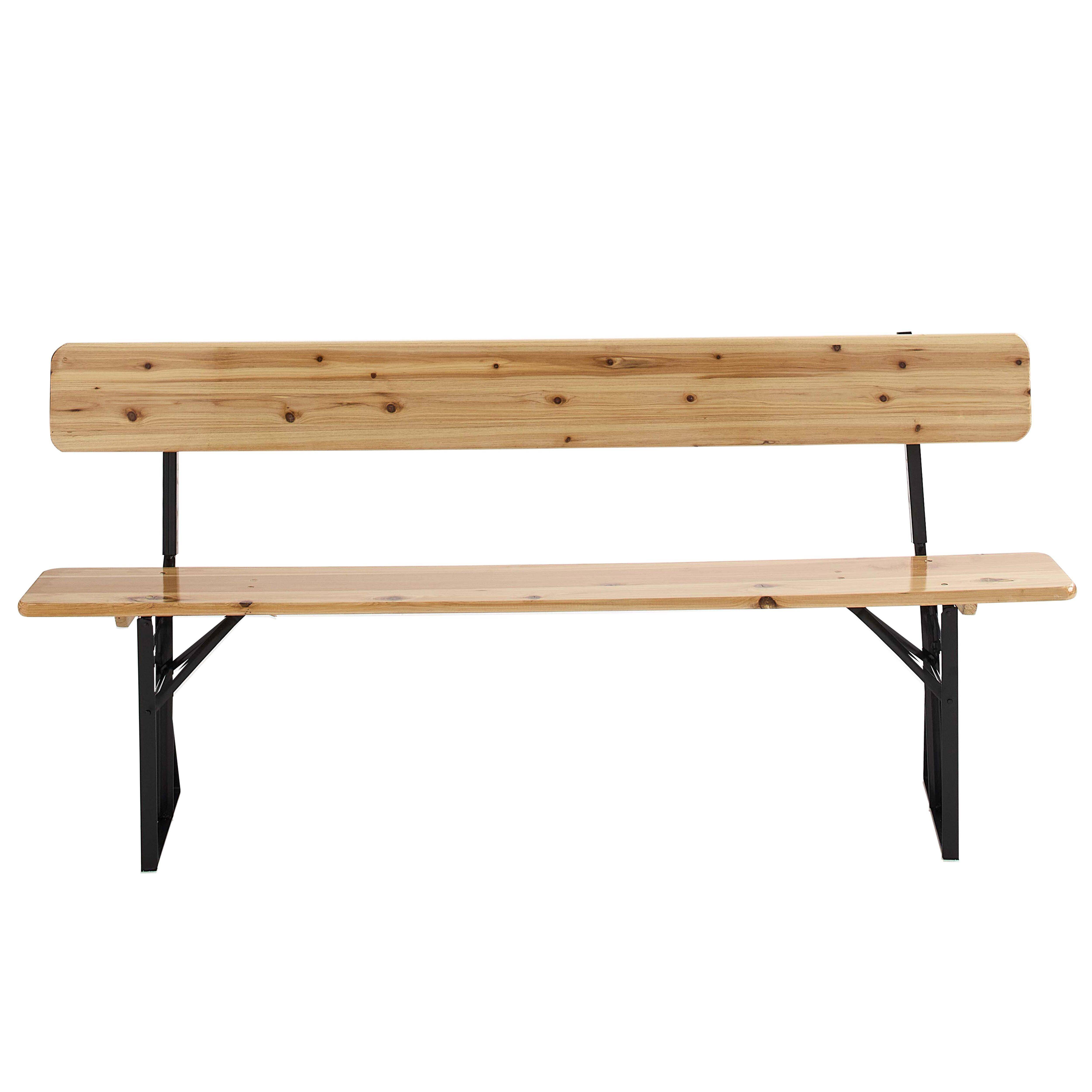 Oviala - Lot de 2 bancs en bois pliants brasserie avec dossier 180 cm Munich - Oviala - Image 2