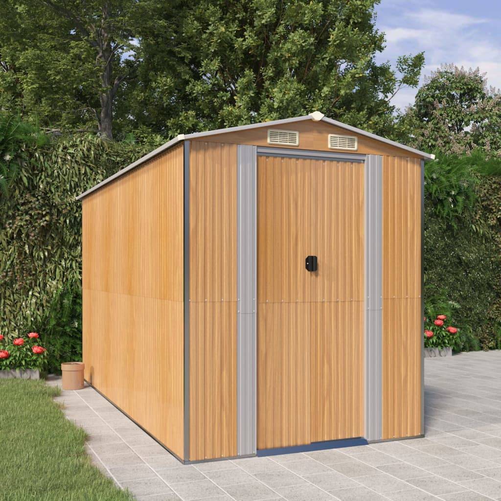 Vidaxl - Abri de jardin Marron clair 192x357x223 cm Métal galvanisé vidaXL 3147473 - Image 1