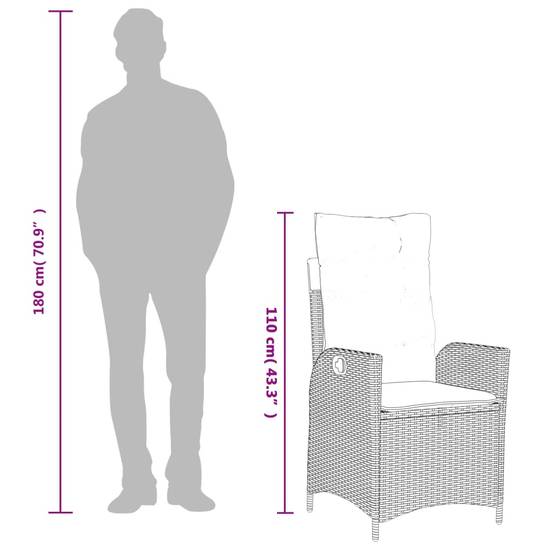 ComfortXL - Table et Chaises de Jardin 6 Personnes, Plateau en Acacia 190cm, Fauteuils Inclinables Résine Tressée Noire – ComfortXL Outdoor Living - Image 10