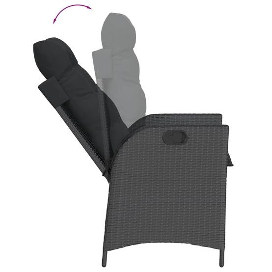 ComfortXL - Table et Chaises de Jardin 6 Personnes, Plateau en Acacia 190cm, Fauteuils Inclinables Résine Tressée Noire – ComfortXL Outdoor Living - Image 4