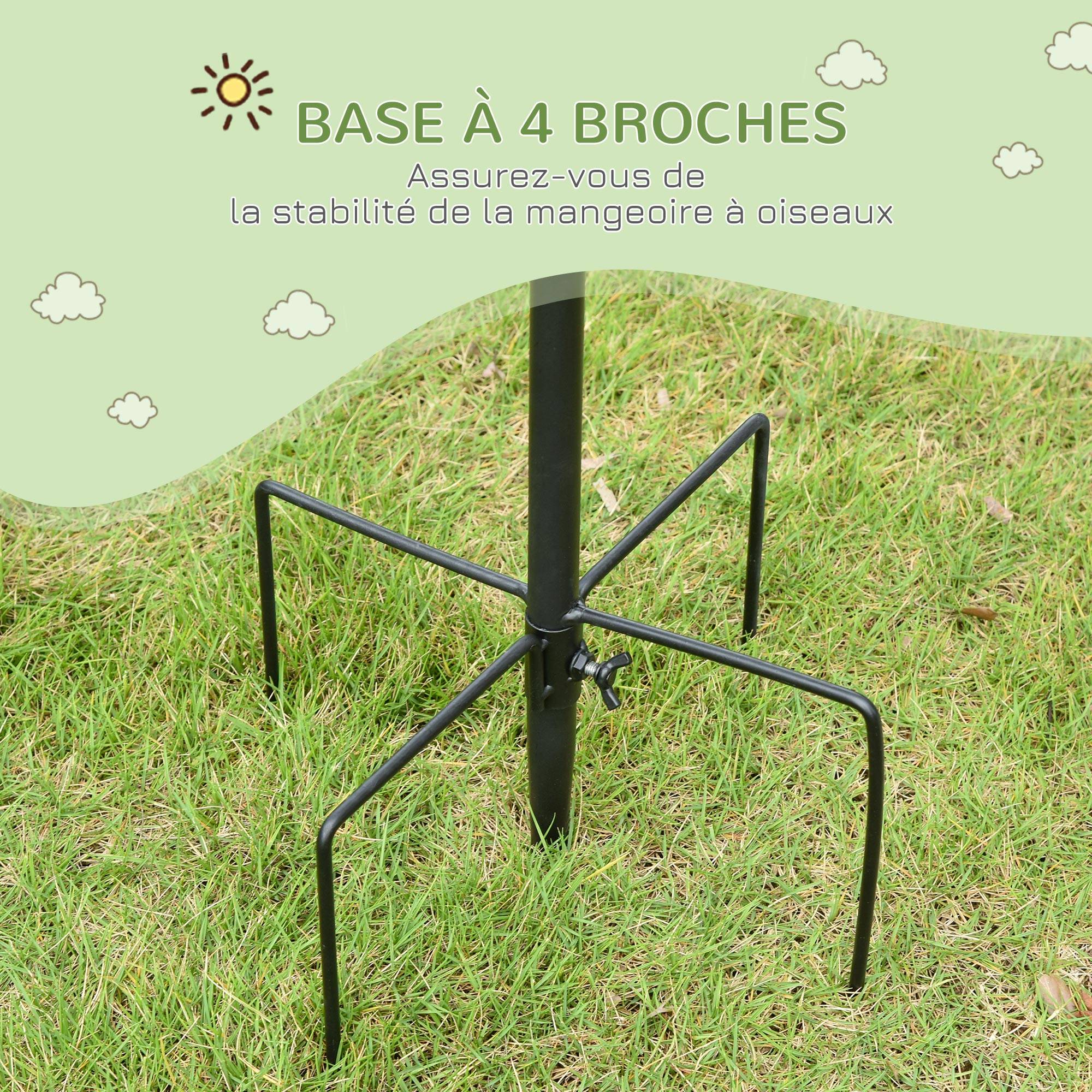 Sans Marque - Station d'alimentation pour oiseaux en acier, mangeoir à oiseaux sur pied 208H cm avec 4 crochets, noir - Image 8
