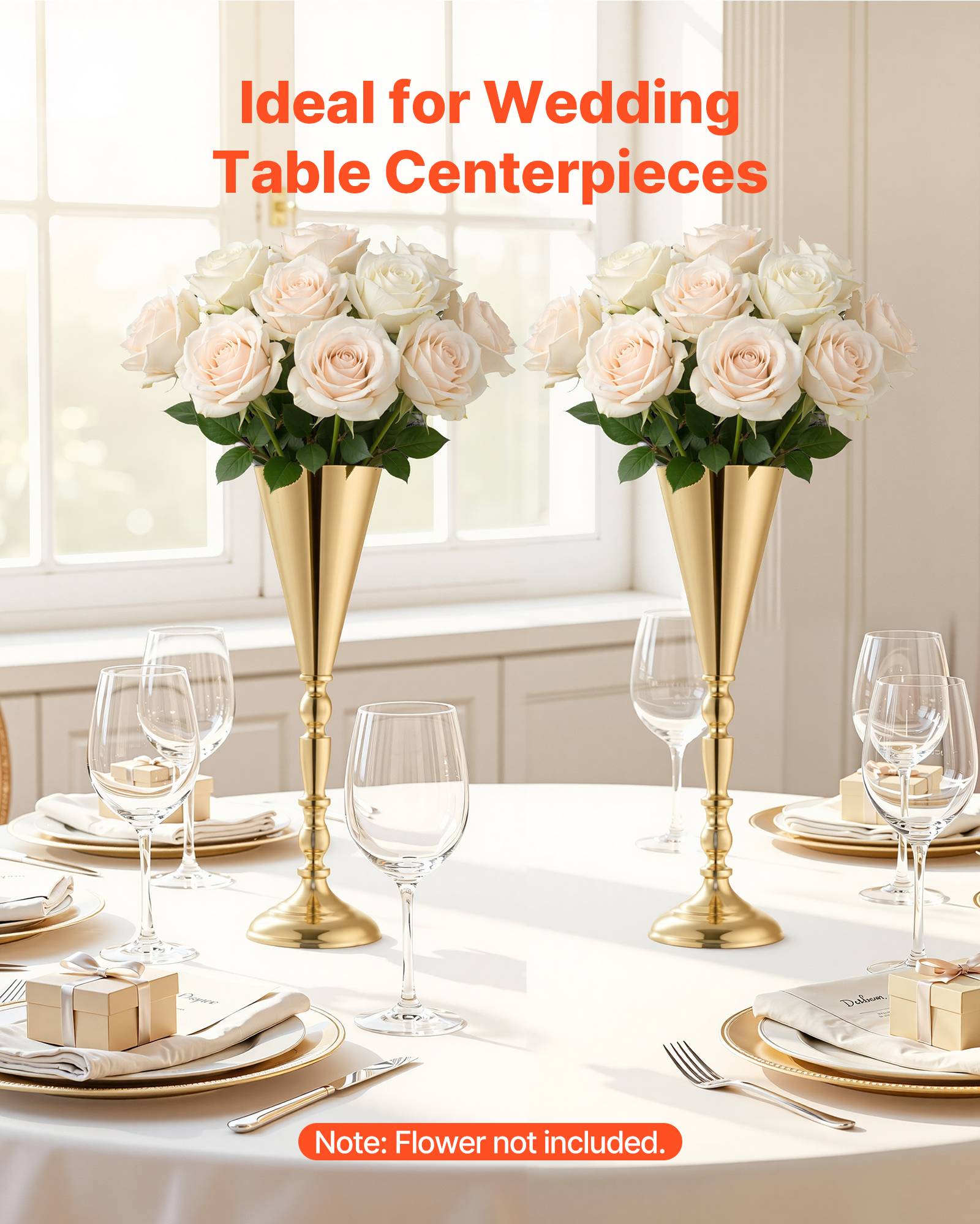 Vevor - VEVOR Vase Mariage Centre de Table Métal 43 cm 20 PCS Finition Galvanisée Dorée - Image 2