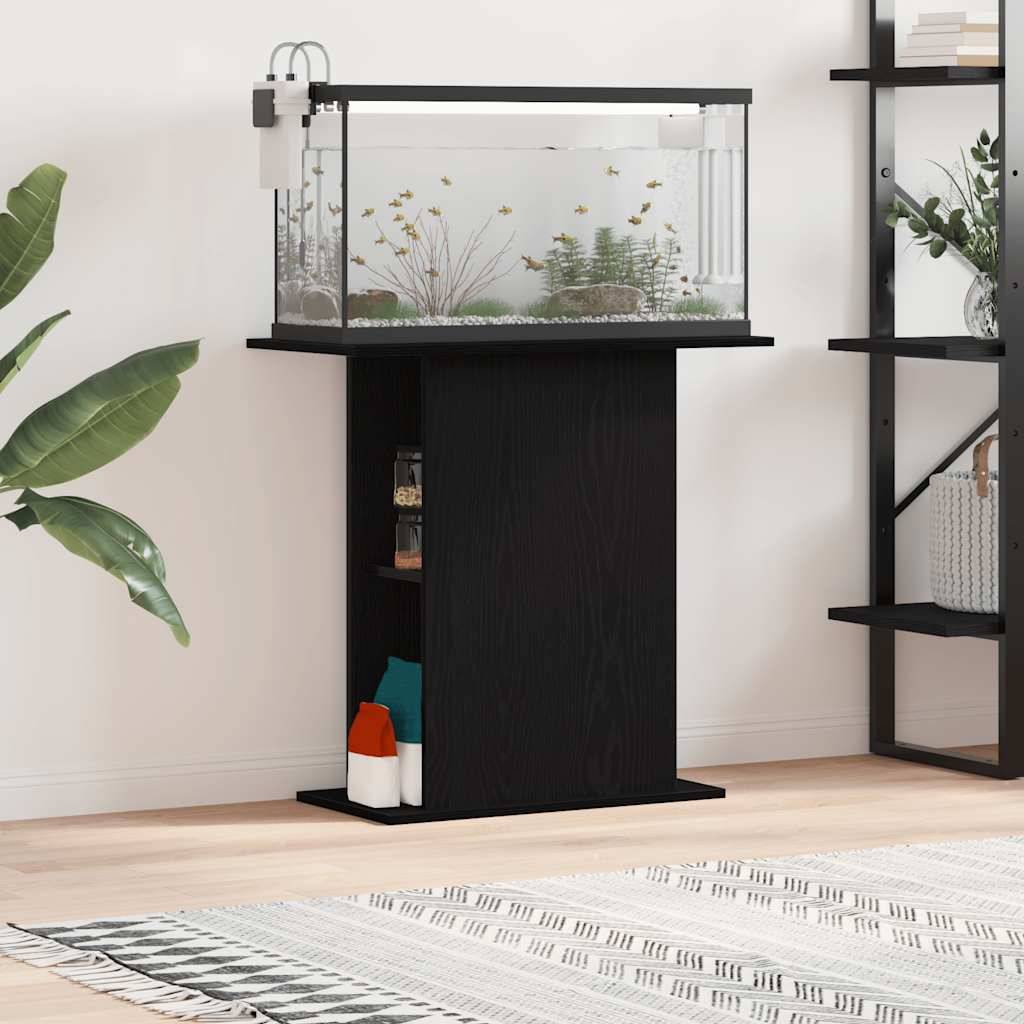 Meuble pour aquarium Chêne Noir avec Stockage sur 3 Étagères 75x36x72,5 cm - ComfortXL Outdoor Living - Image 1