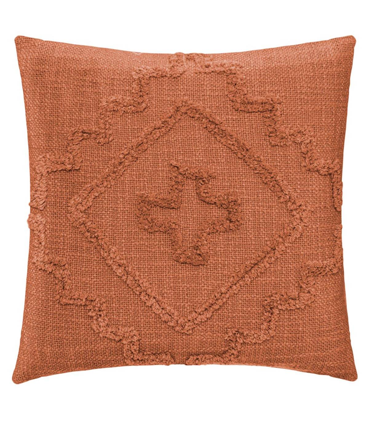 Coussin déhoussable Inca en Coton Tufté Terracotta 40 x 40 cm - Image 1
