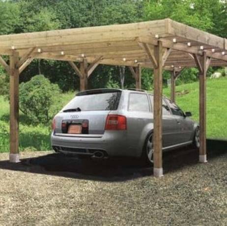 Carport base 6x5 H 2,5m, Ancrage A enfoncer, Panneaux de toit Métal - Image 1