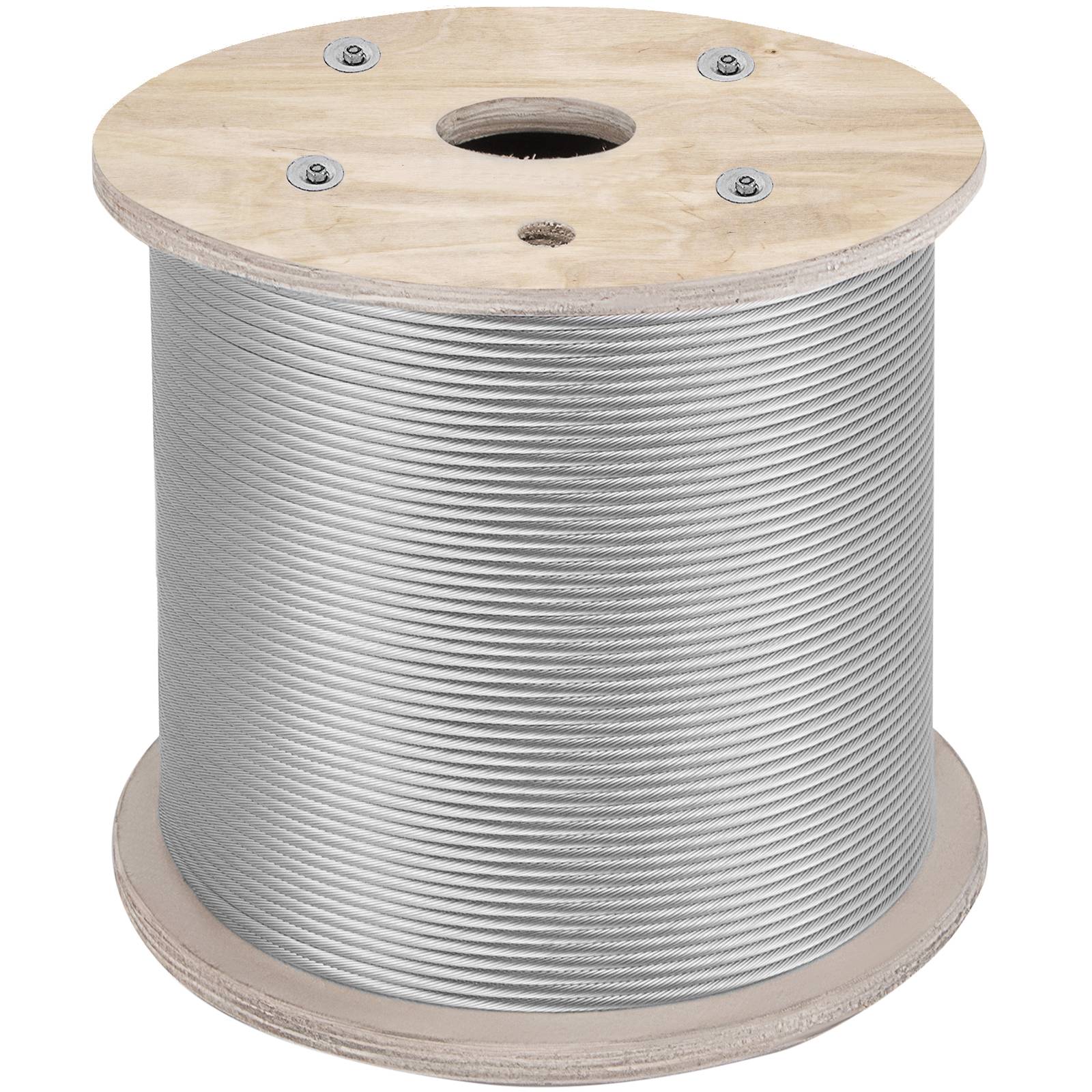 Vevor - Câble acier inoxydable VEVOR 6,4 mm x 61 m, tressage 7x19, qualité marine, résistance 2900 kg, pour garde-corps, balustrade, suspensions et clôtures. - Image 1