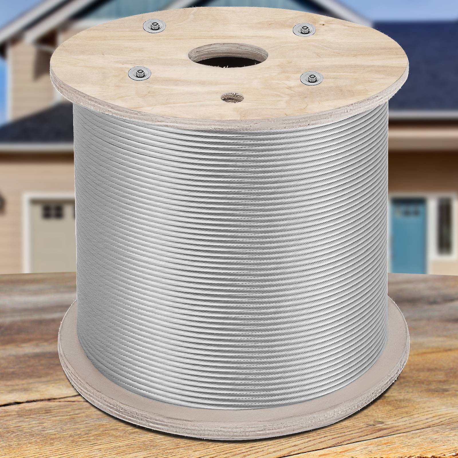 Vevor - Câble acier inoxydable VEVOR 6,4 mm x 61 m, tressage 7x19, qualité marine, résistance 2900 kg, pour garde-corps, balustrade, suspensions et clôtures. - Image 8