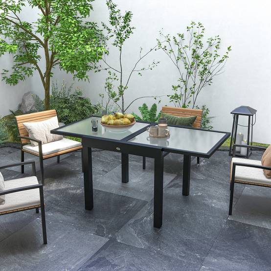 PANGIVO - Table extensible aluminium et verre trempé 160 x 80 x 75 cm - PANGIVO - Image 3