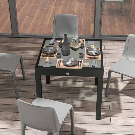 PANGIVO - Table extensible aluminium et verre trempé 160 x 80 x 75 cm - PANGIVO - Image 10
