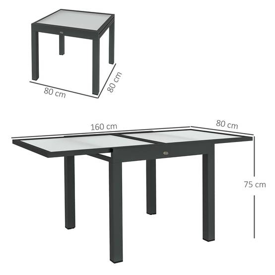 PANGIVO - Table extensible aluminium et verre trempé 160 x 80 x 75 cm - PANGIVO - Image 5