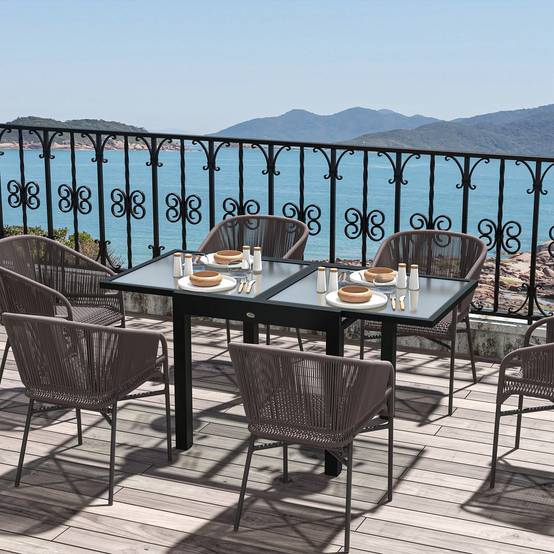 PANGIVO - Table extensible aluminium et verre trempé 160 x 80 x 75 cm - PANGIVO - Image 4