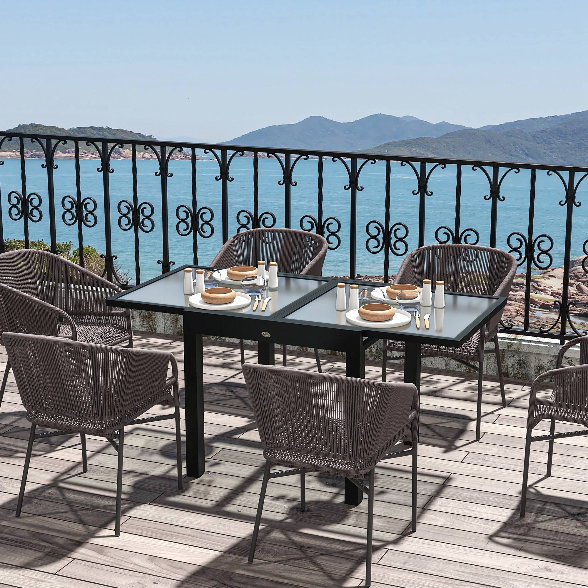 PANGIVO - Table extensible aluminium et verre trempé 160 x 80 x 75 cm - PANGIVO - Image 4