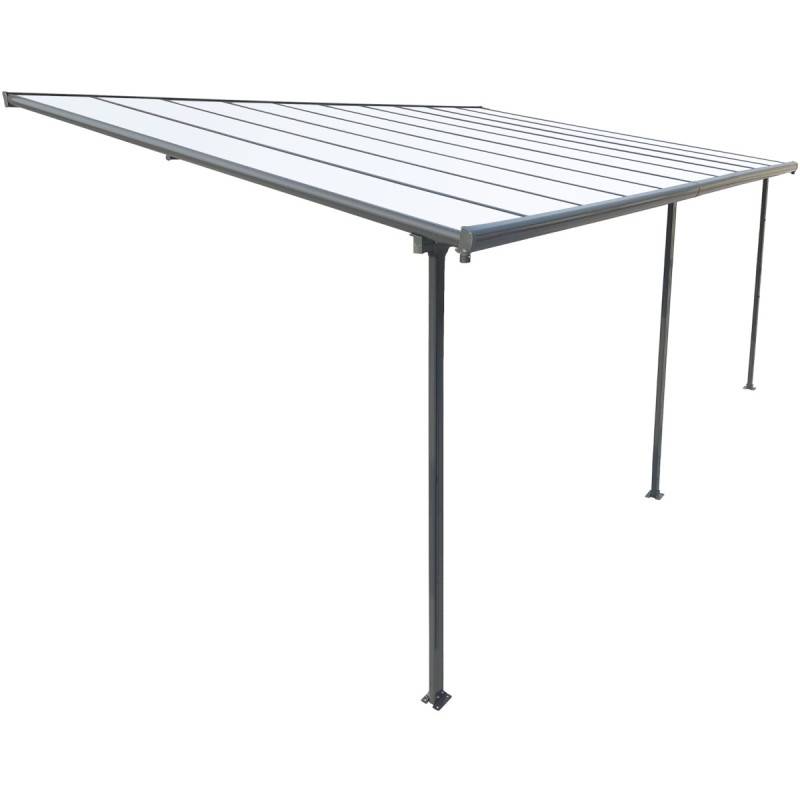 X-Metal - Pergola adossée aluminium 24.70 m² X-Metal gris avec kit d'ancrage et toit polycarbonate - Image 2