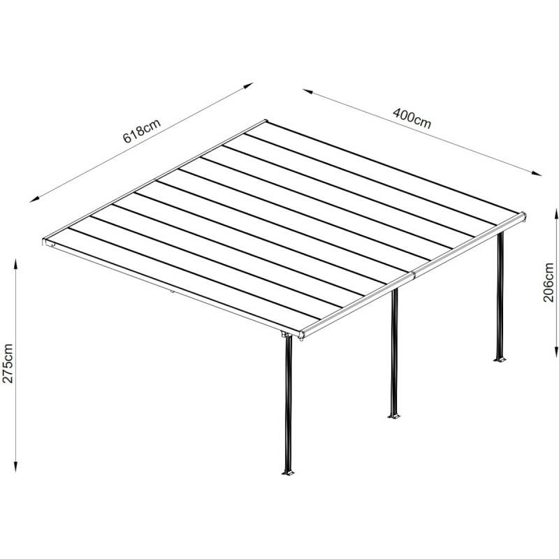 X-Metal - Pergola adossée aluminium 24.70 m² X-Metal gris avec kit d'ancrage et toit polycarbonate - Image 3