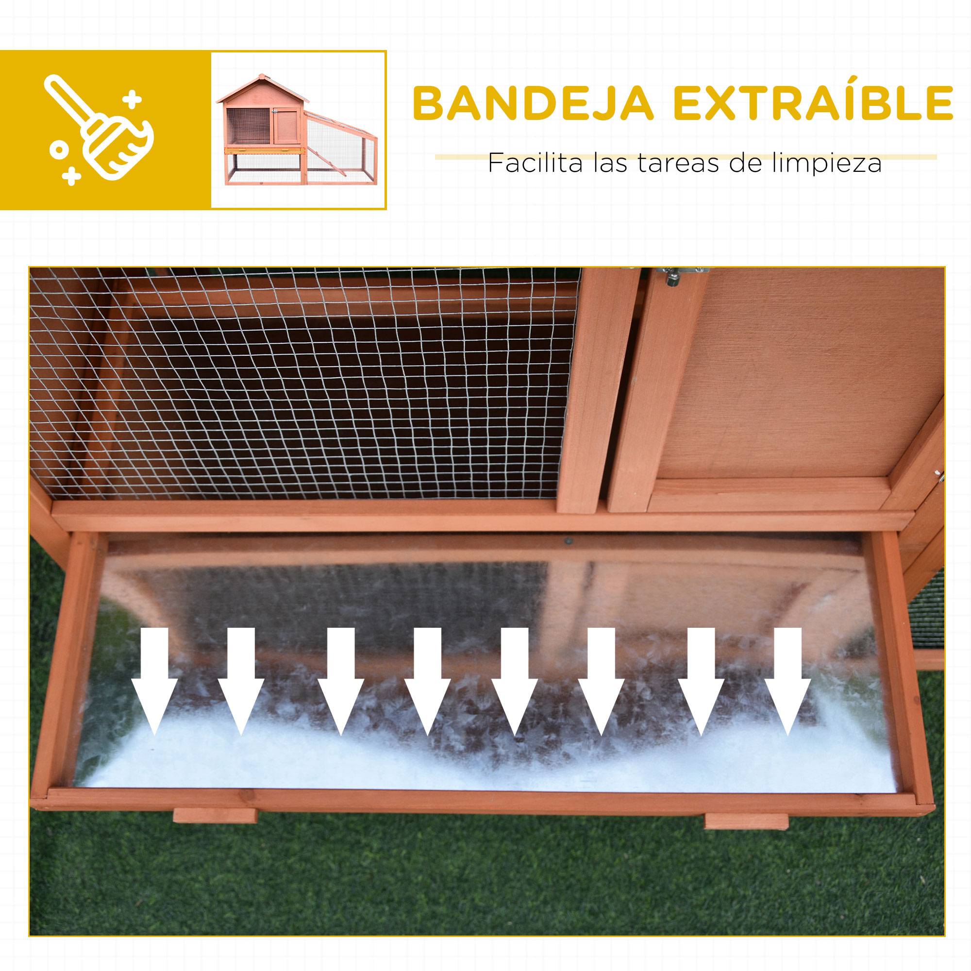 Clapier Extérieur 2 Niveaux en Bois de Sapin pour Lapins avec Enclos Spacieux et Toit Bitumé 144cm - ComfortXL Outdoor Living - Image 8