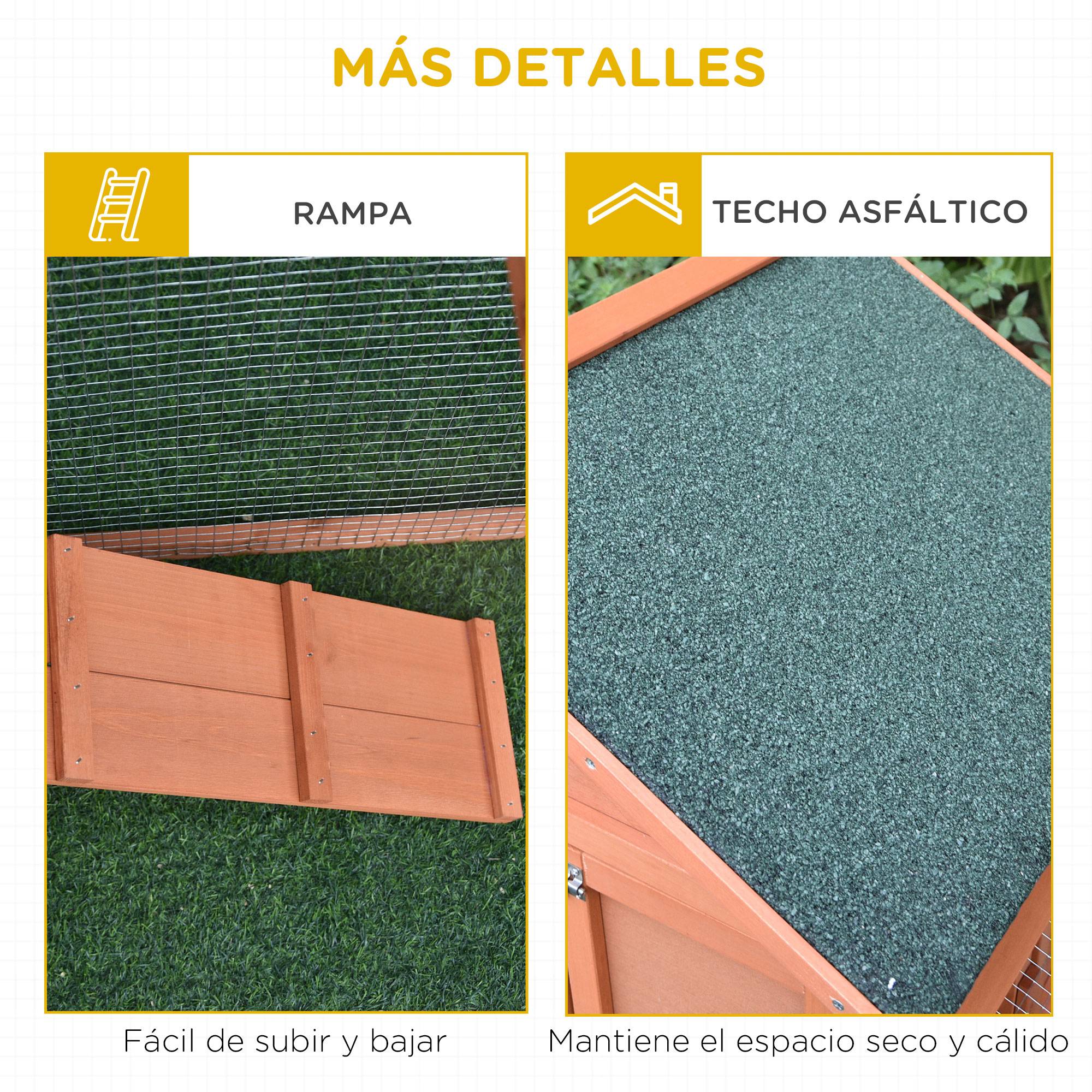 Clapier Extérieur 2 Niveaux en Bois de Sapin pour Lapins avec Enclos Spacieux et Toit Bitumé 144cm - ComfortXL Outdoor Living - Image 9