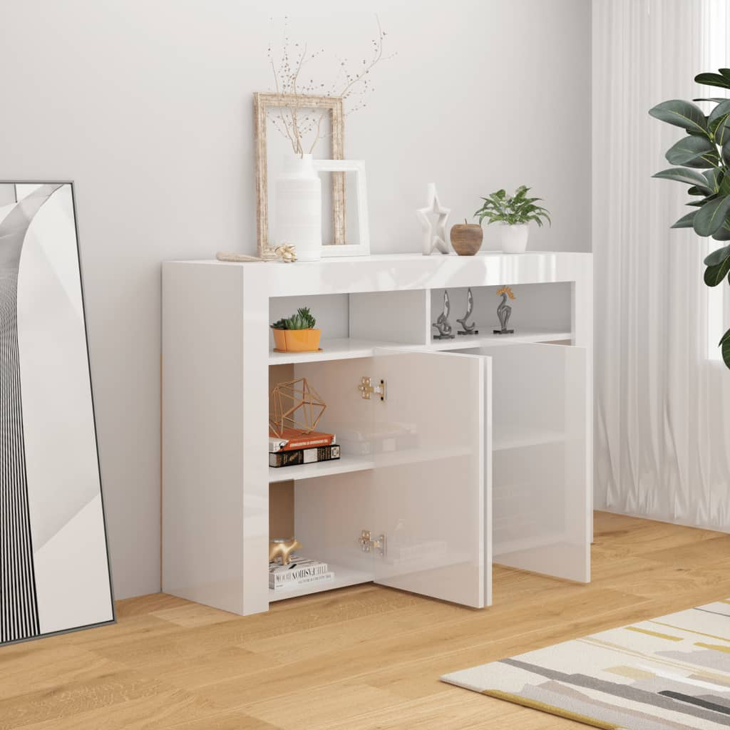 Vidaxl - Buffet avec lumières LED blanc brillant 115,5x30x75 cm - vidaXL - Image 2