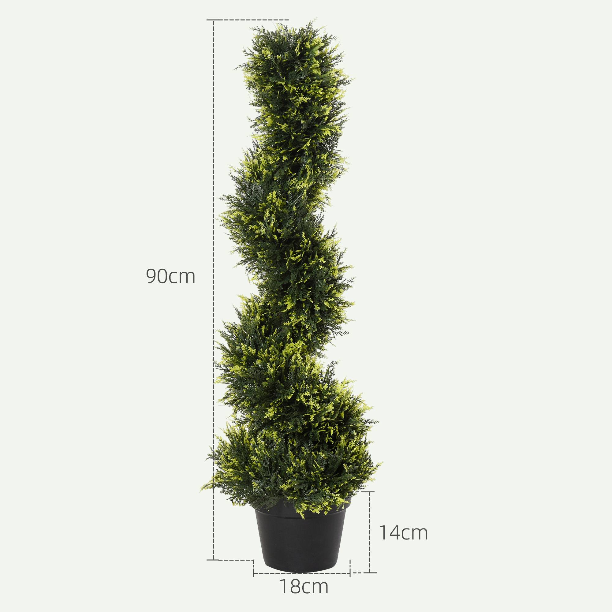 Lot 2 Cèdres Artificiels Spirale Plante Topiaire Intérieur Extérieur Pot Inclus 90cm - ComfortXL Outdoor Living - Image 3