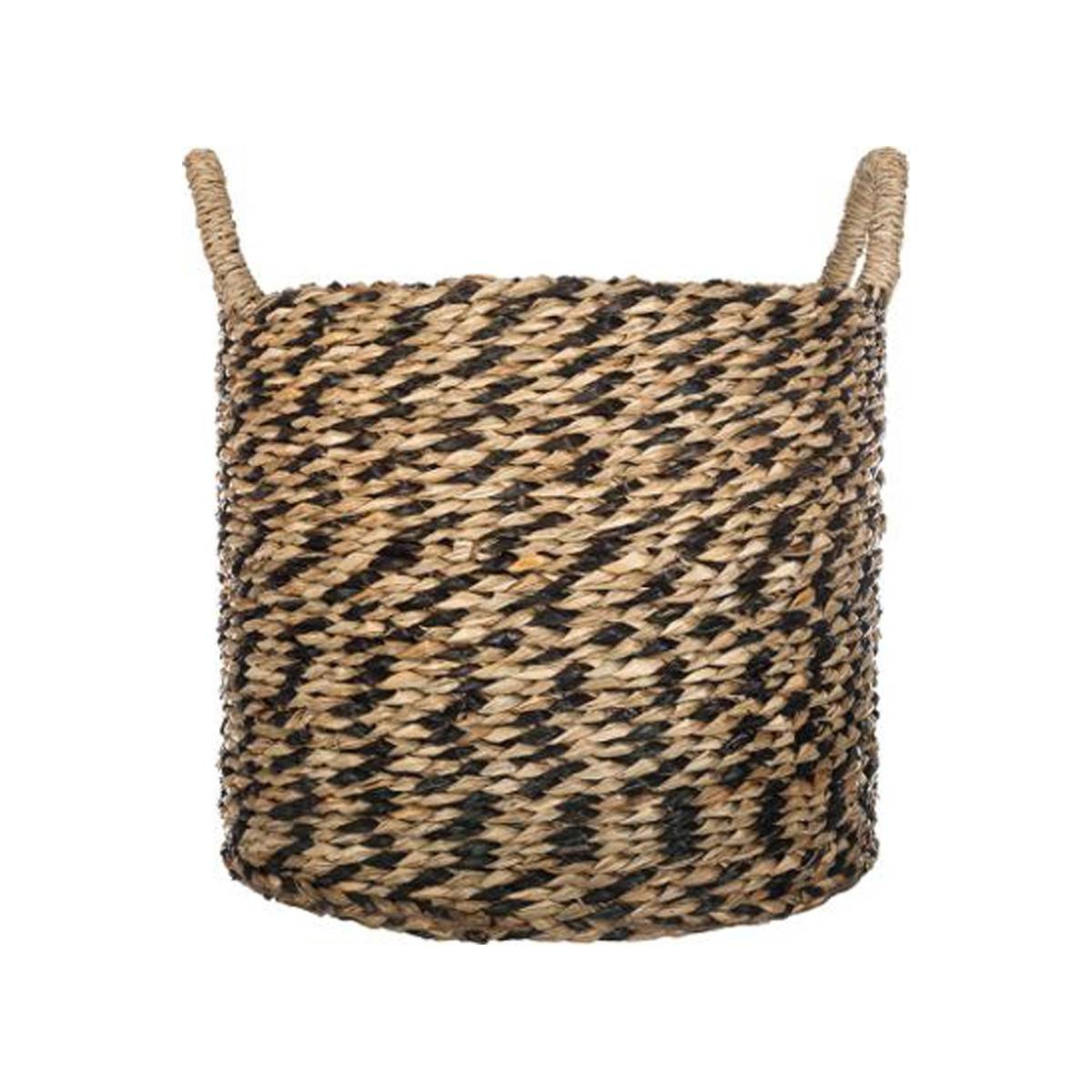 Set de 3 Paniers de rangement rond en Osier Noir et Naturel - Image 6