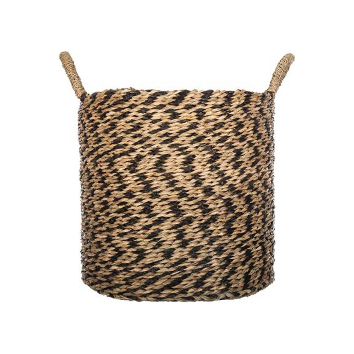 Set de 3 Paniers de rangement rond en Osier Noir et Naturel - Image 7