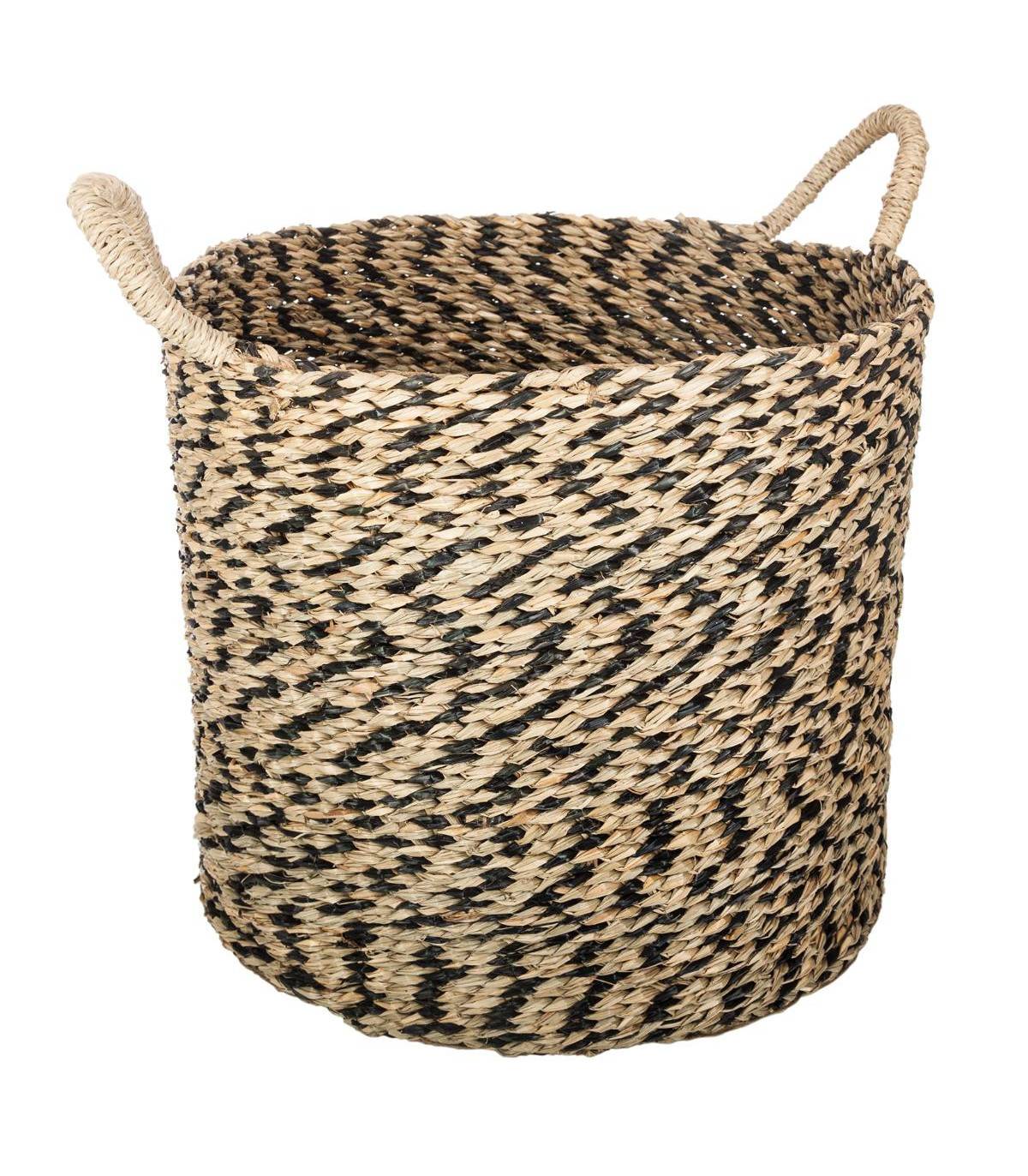 Set de 3 Paniers de rangement rond en Osier Noir et Naturel - Image 5