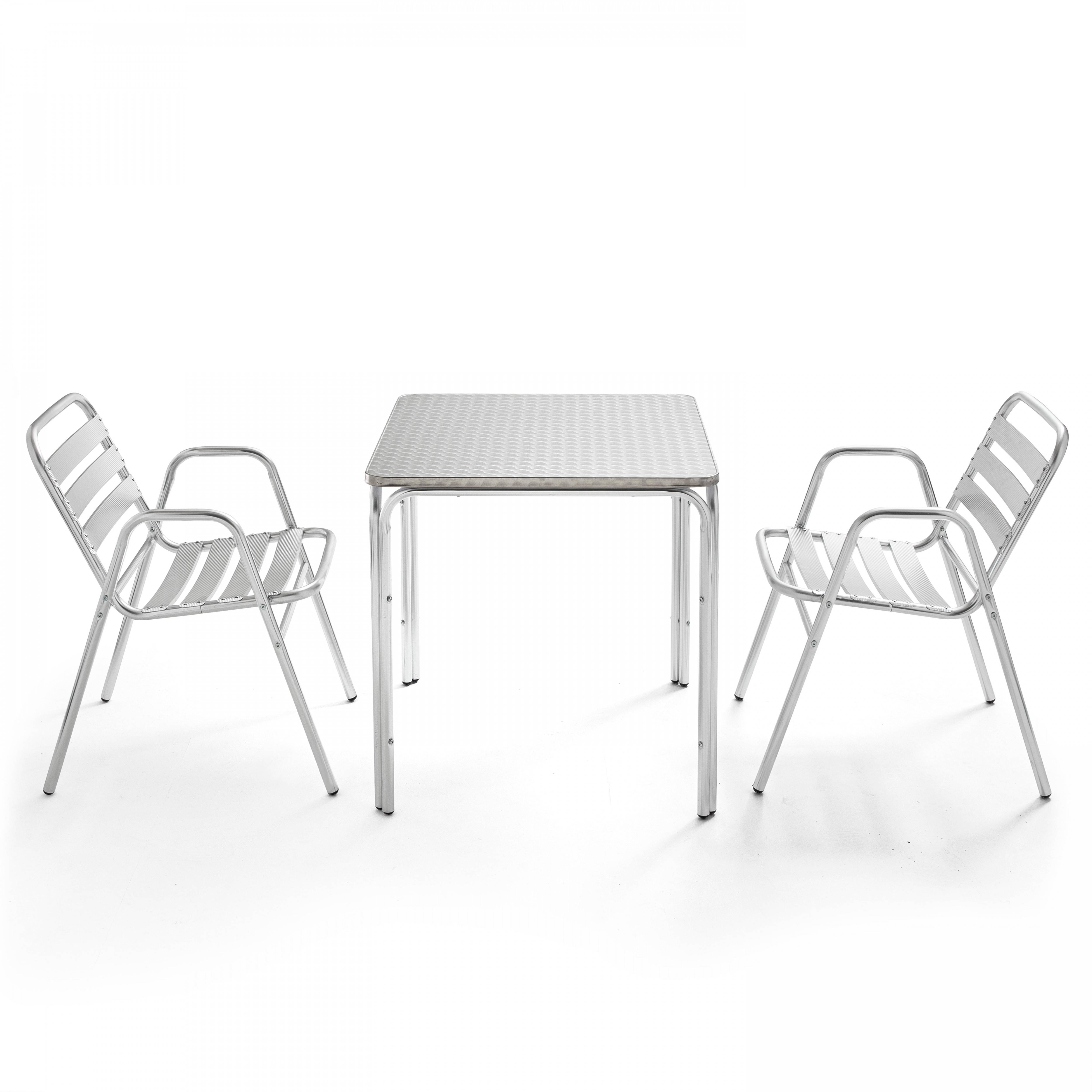 Oviala - Table de jardin carrée en aluminium et 2 fauteuils Nothing Hill - Oviala - Image 1