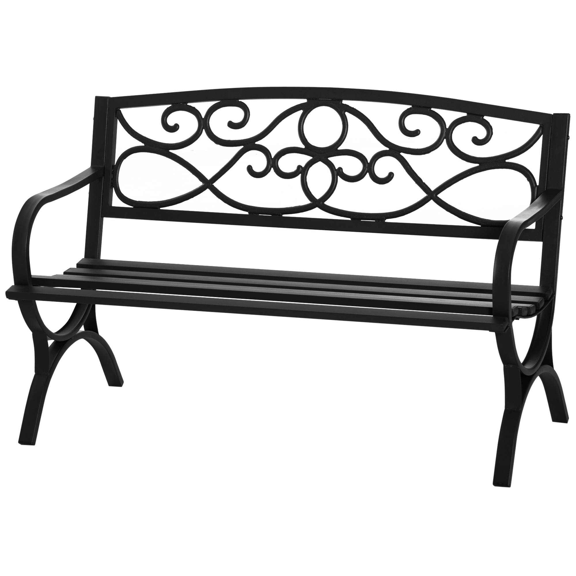 Banc de jardin 2 places banquette extérieur terrasse patio dossier incliné assise à lattes accoudoirs - Image 8
