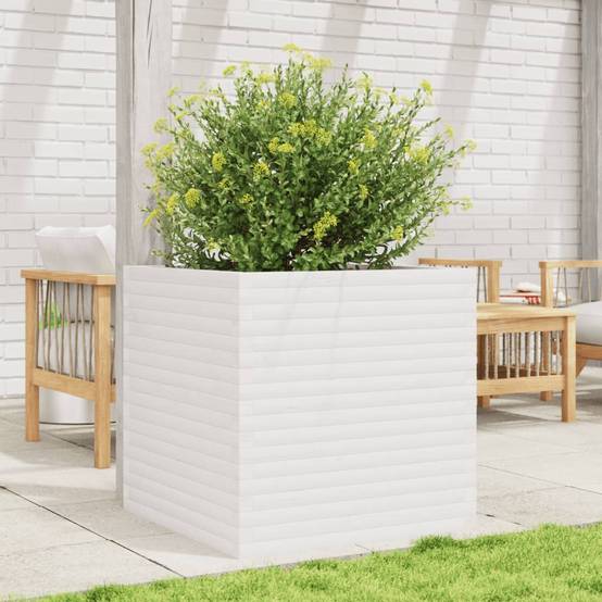 Très grande jardinière haute 70cm en bois de pin massif Blanc – ComfortXL Outdoor Living - Image 3