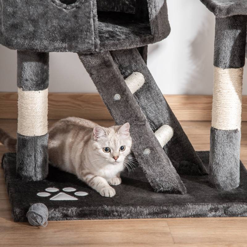 Arbre à Chat XXL Ajustable Sisal Gris 240-260cm Tour Griffoir Multi-Niveaux - ComfortXL Pet Living - Image 8