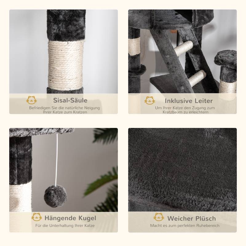 Arbre à Chat XXL Ajustable Sisal Gris 240-260cm Tour Griffoir Multi-Niveaux - ComfortXL Pet Living - Image 6