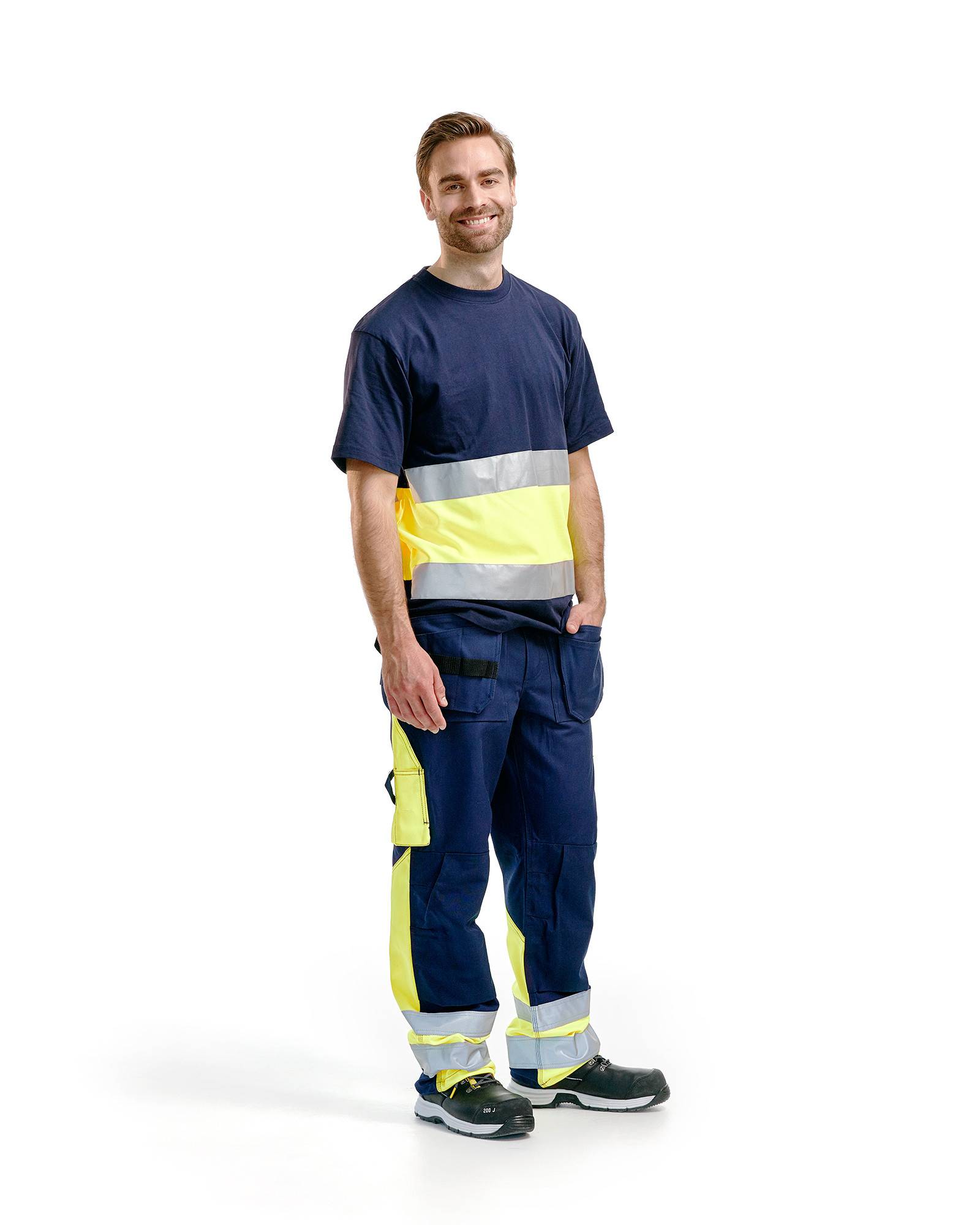 Pantalon Artisan haute visibilité Marine/Jaune fluo | 152913708833 - Blaklader