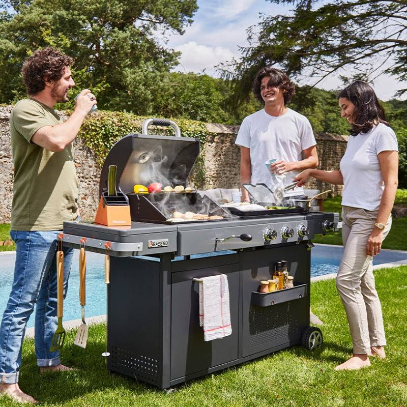 Plancha gaz & barbecue charbon Bi-Energy XL Brasero 3 brûleurs + 1 latéral 60x42 cm 12,95 kW – Brasero - Image 9