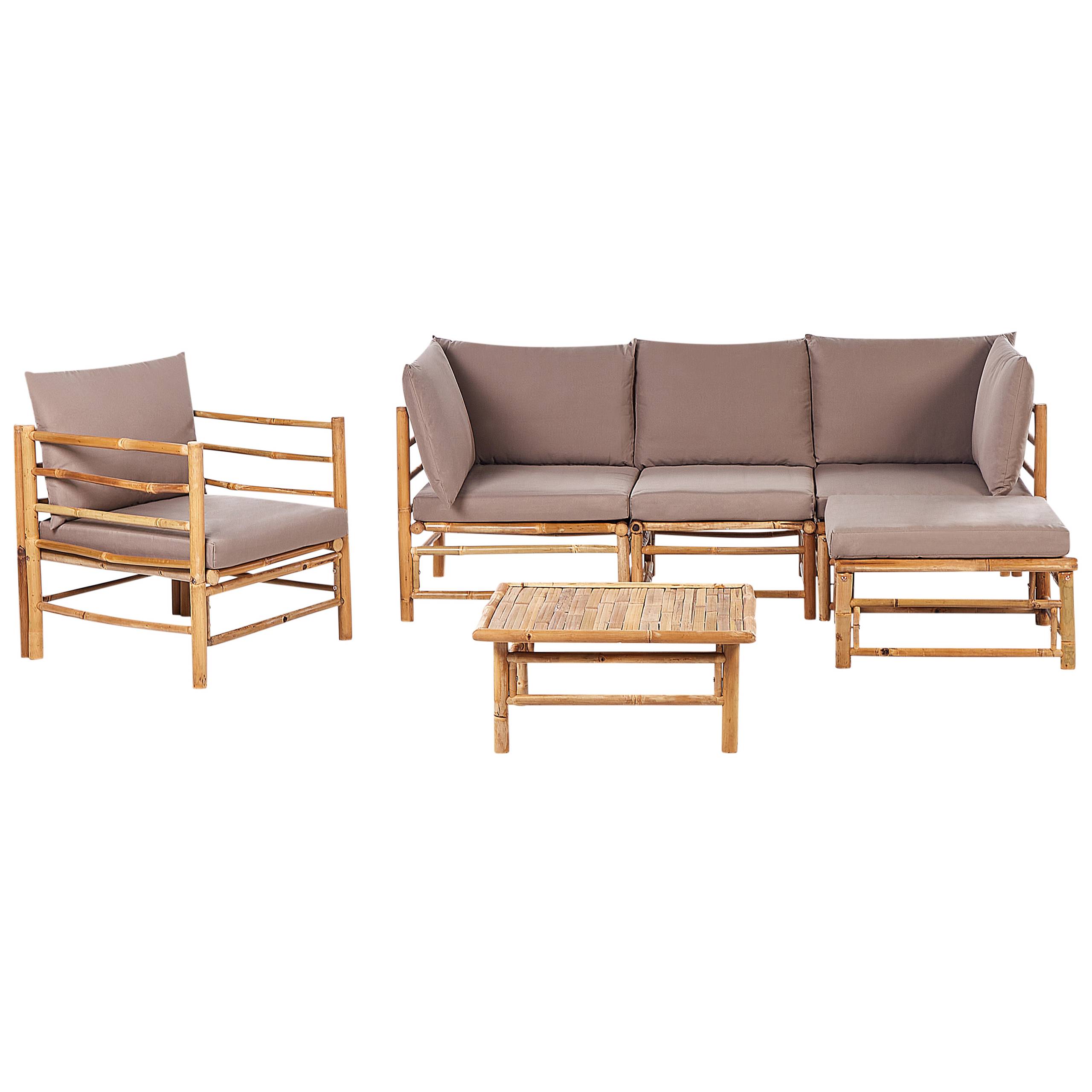 Beliani - Set de jardin, 5 Personnes Bambou Taupe CERRETO - Beliani - Image 2