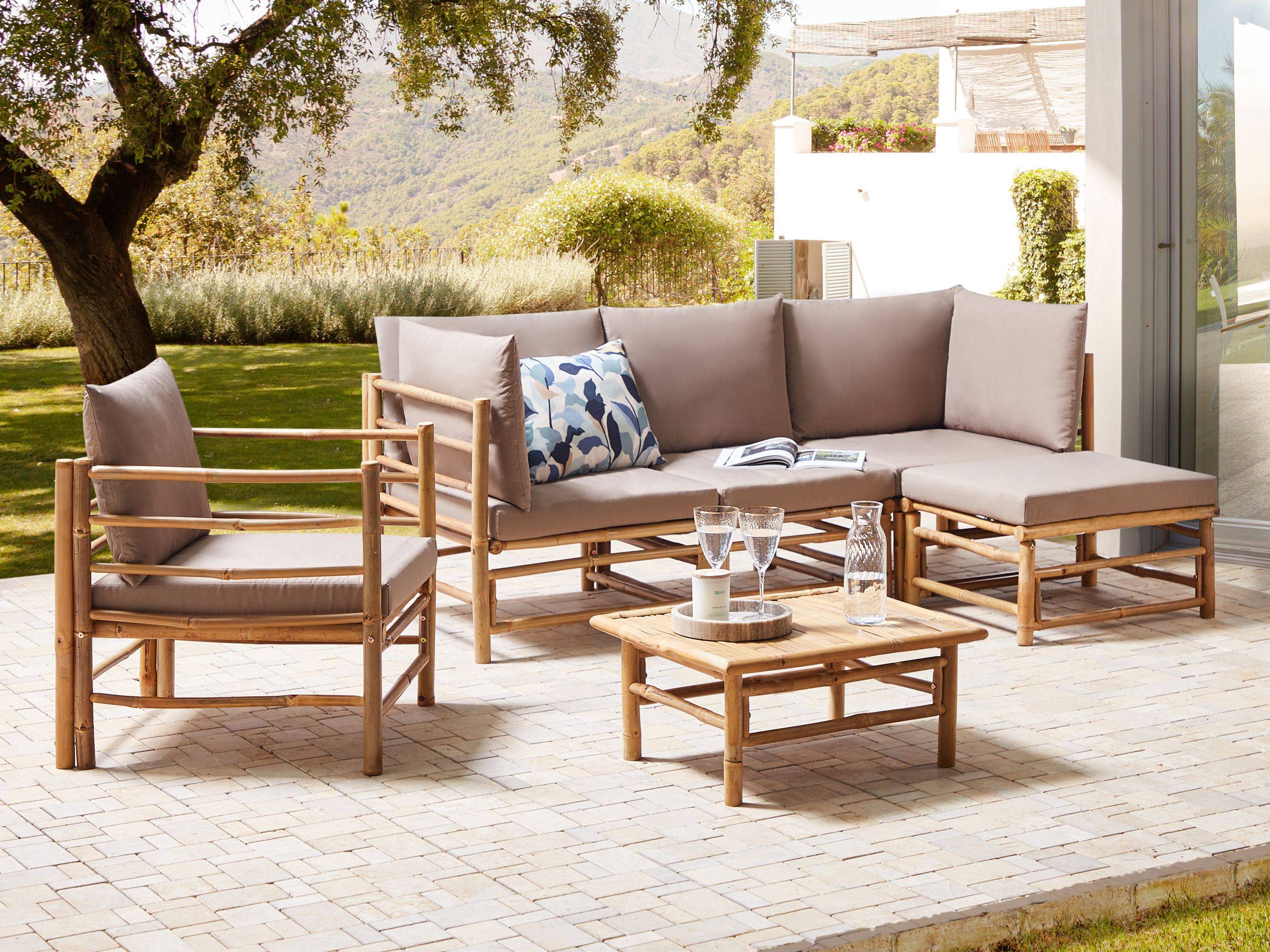 Beliani - Set de jardin, 5 Personnes Bambou Taupe CERRETO - Beliani - Image 1