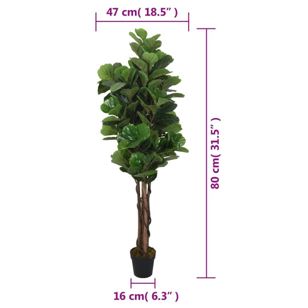 Ficus lyrata artificiel bois et PEVA vert 80 cm - PANGIVO - Image 5