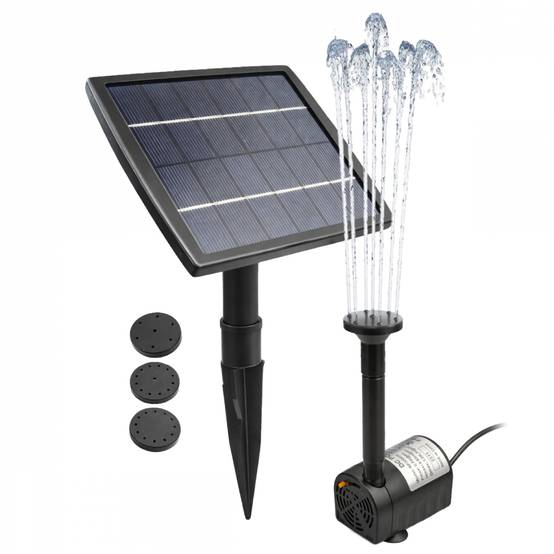 Pompe à eau solaire pour fontaine, piscine, bassin extérieur de jardin avec câble de 3m - Noir - Linxor - Image 1
