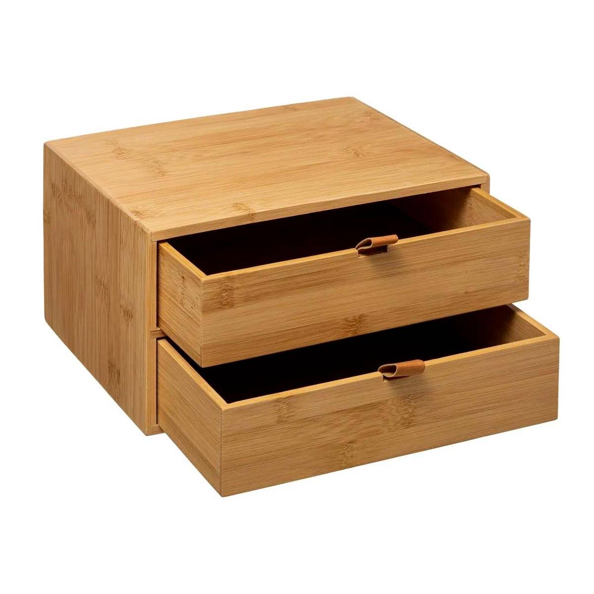 Boîte Déco 2 Tiroirs "Bambou" 25cm Naturel - Image 2